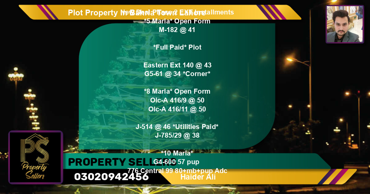 Residential Plot for Sale in Bahria Town, Lahore - (BP-55554)