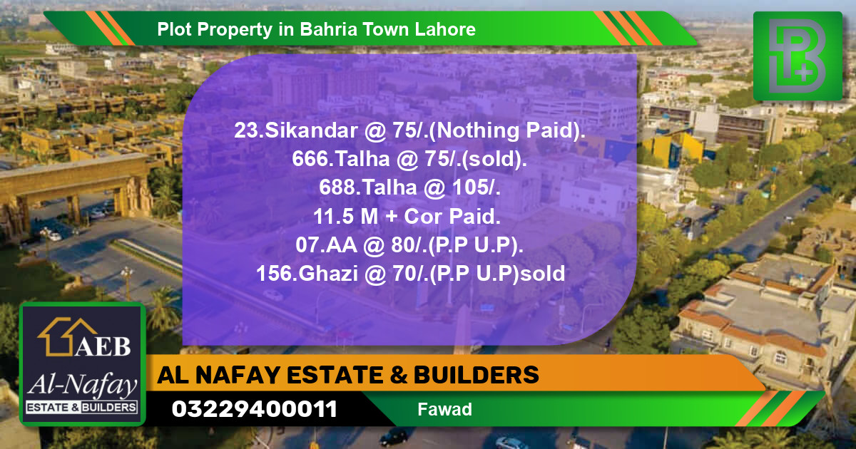Residential Plot for Sale in Bahria Town, Lahore - (BP-55565)