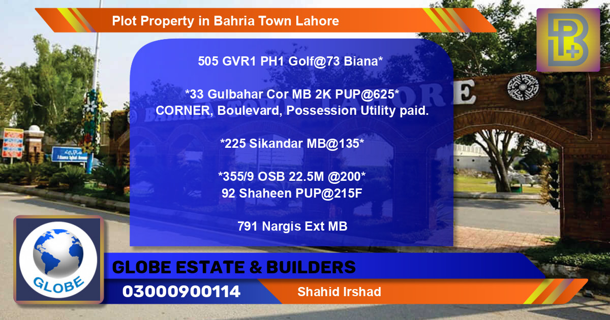 Residential Plot for Sale in Bahria Town, Lahore - (BP-55569)