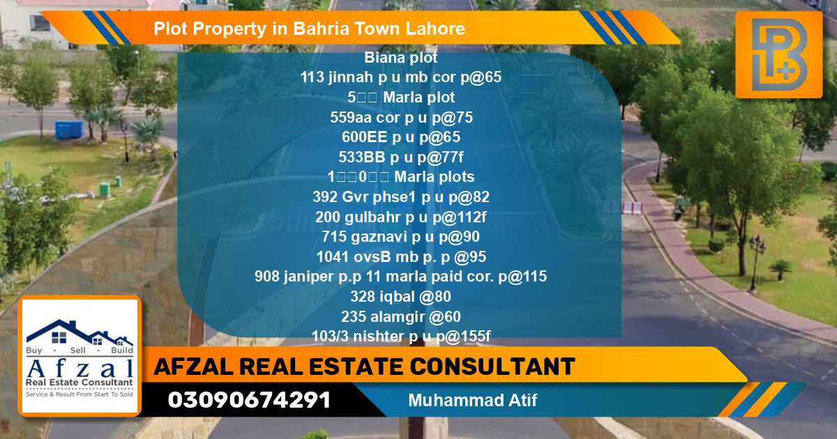 Residential Plot for Sale in Bahria Town, Lahore - (BP-55582)