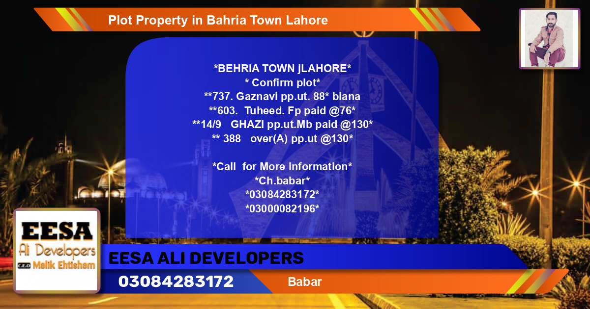 Residential Plot for Sale in Bahria Town, Lahore - (BP-55594)