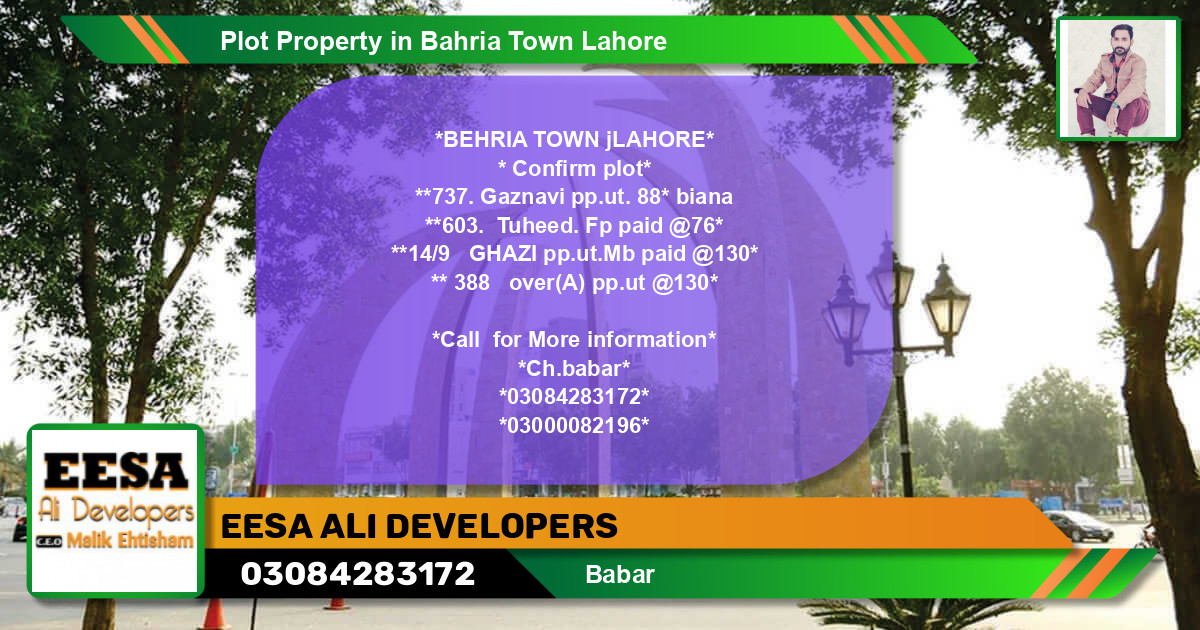 Residential Plot for Sale in Bahria Town, Lahore - (BP-55595)