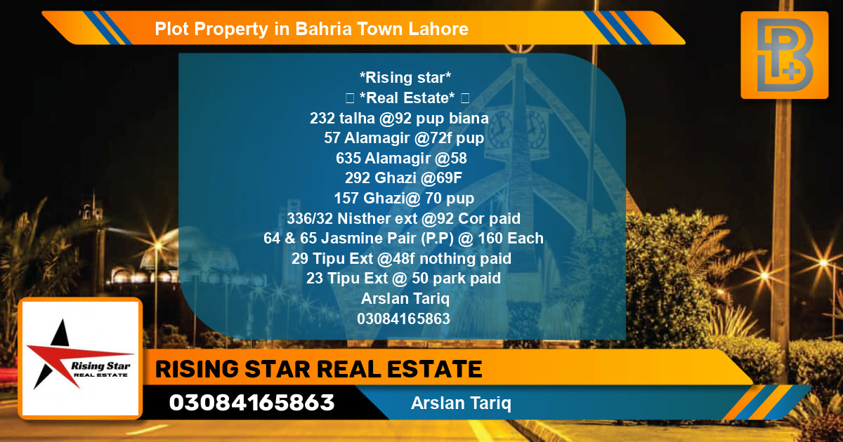 Residential Plot for Sale in Bahria Town, Lahore - (BP-55600)
