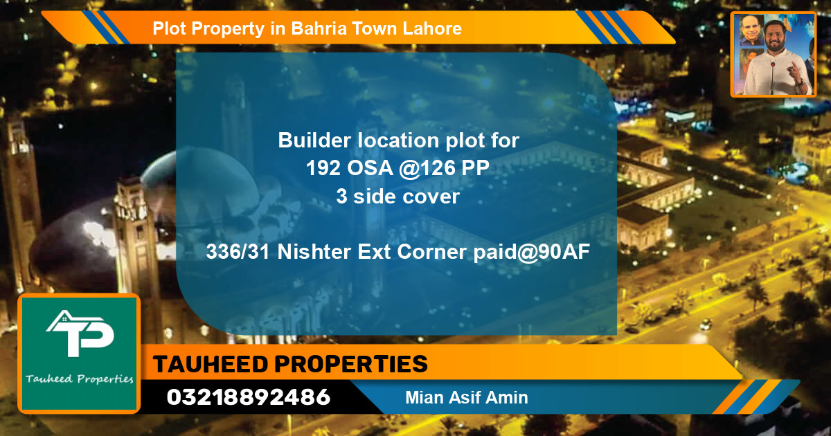 Residential Plot for Sale in Bahria Town, Lahore - (BP-55601)