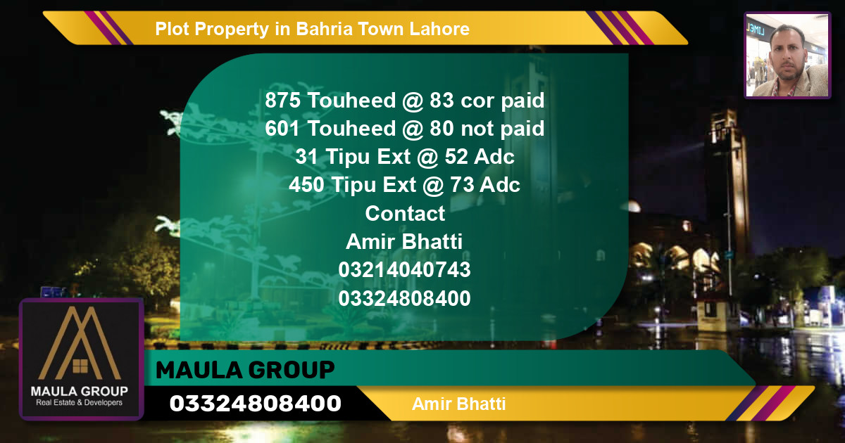 Residential Plot for Sale in Bahria Town, Lahore - (BP-55604)