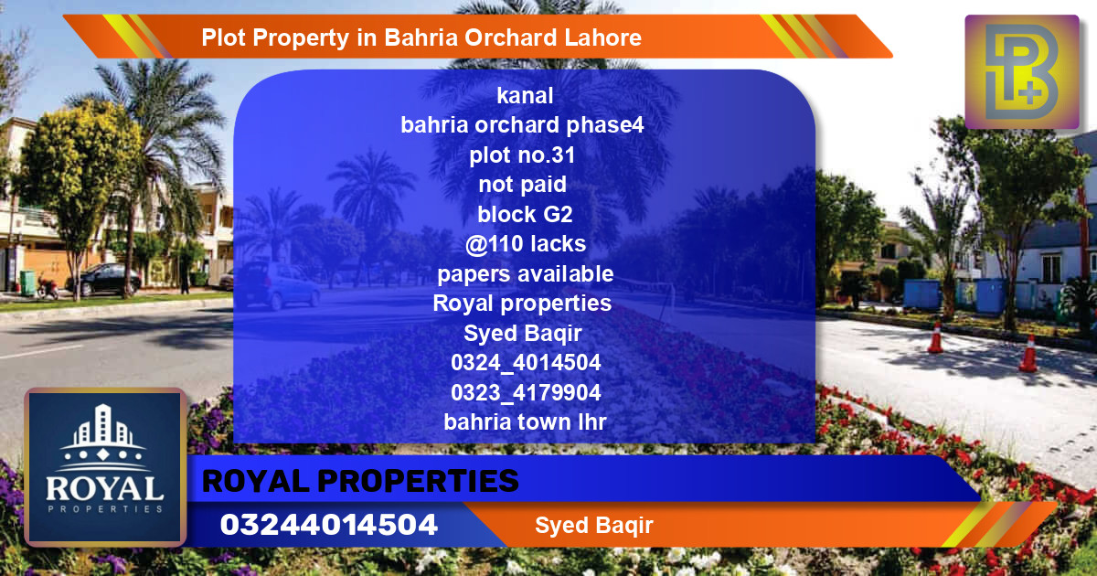 Residential Plot for Sale in Bahria Orchard, Lahore - (BP-55607)