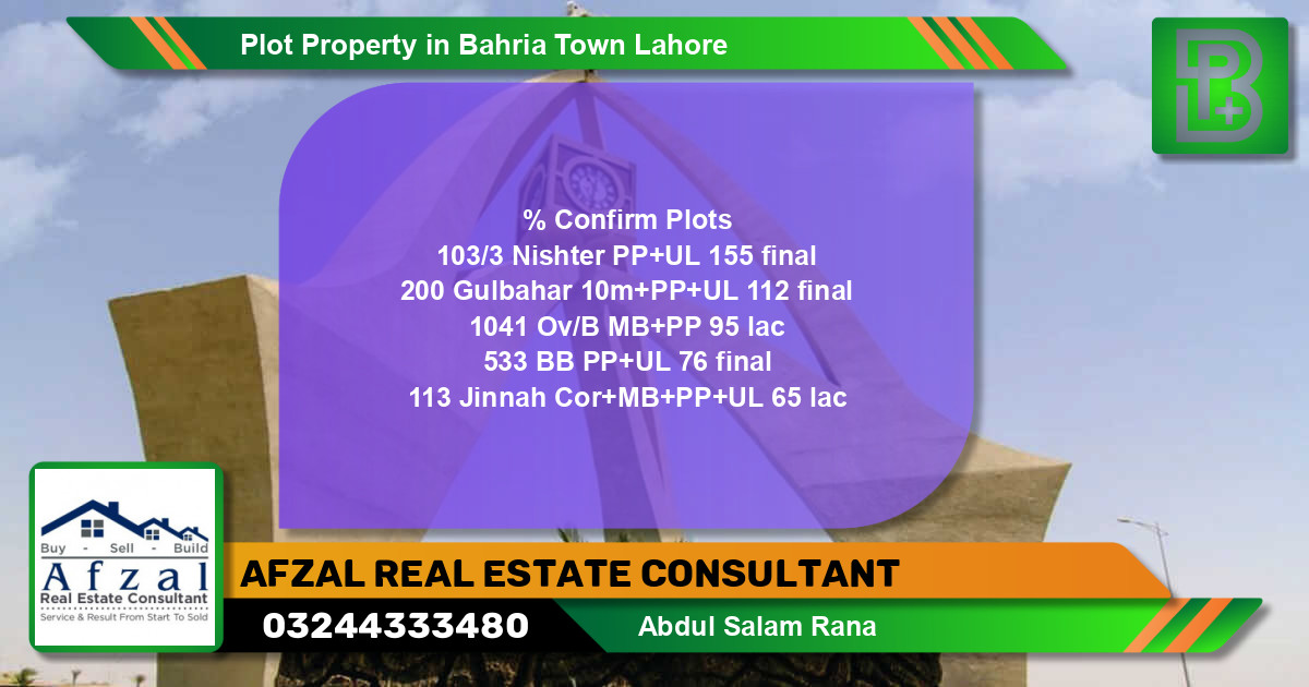 Residential Plot for Sale in Bahria Town, Lahore - (BP-55618)