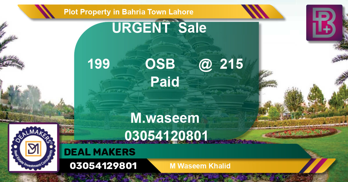 Residential Plot for Sale in Bahria Town, Lahore - (BP-55632)