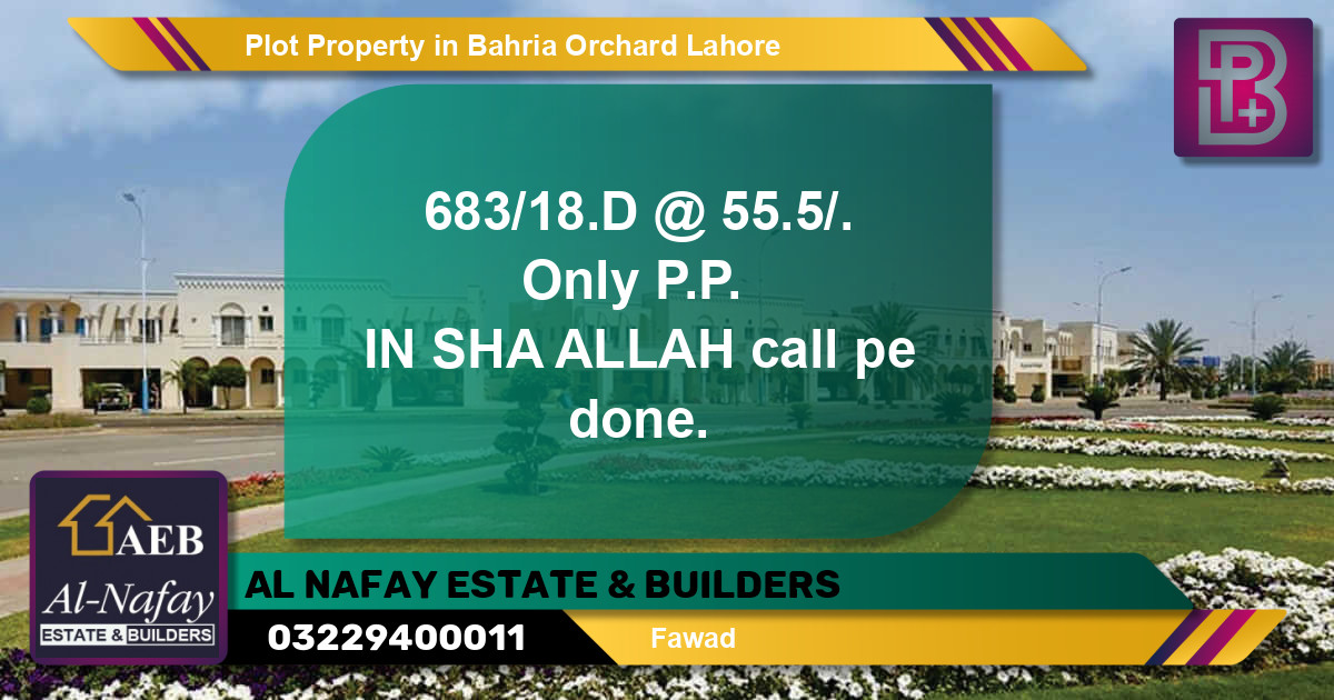Residential Plot for Sale in Bahria Orchard, Lahore - (BP-55661)