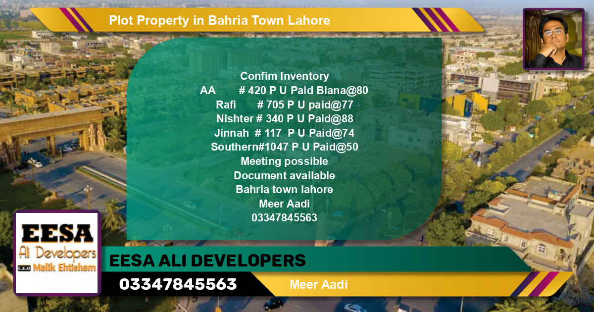 Residential Plot for Sale in Bahria Town, Lahore - (BP-55664)