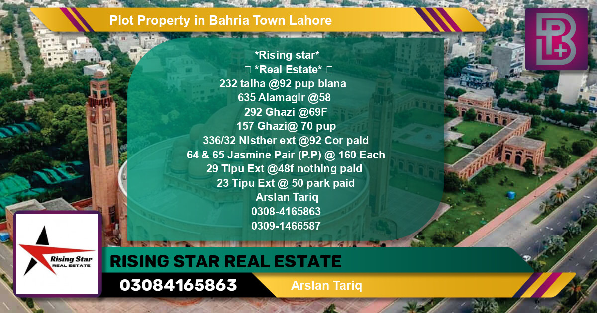Residential Plot for Sale in Bahria Town, Lahore - (BP-55687)