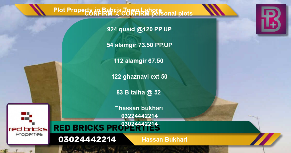 Residential Plot for Sale in Bahria Town, Lahore - (BP-55688)