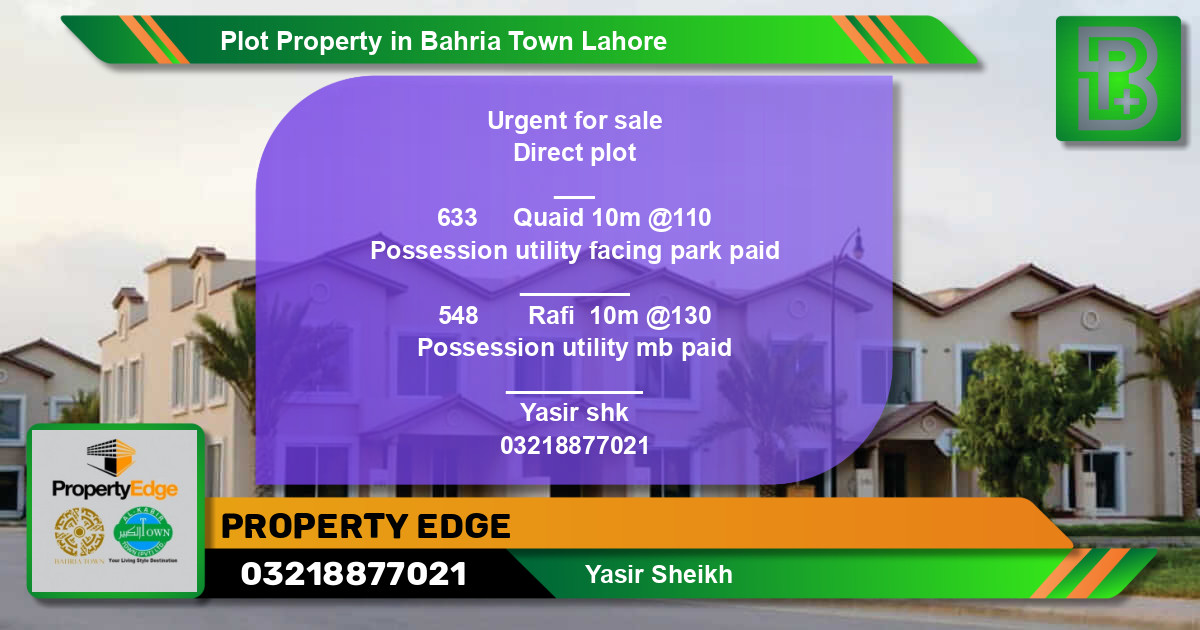 Residential Plot for Sale in Bahria Town, Lahore - (BP-55712)
