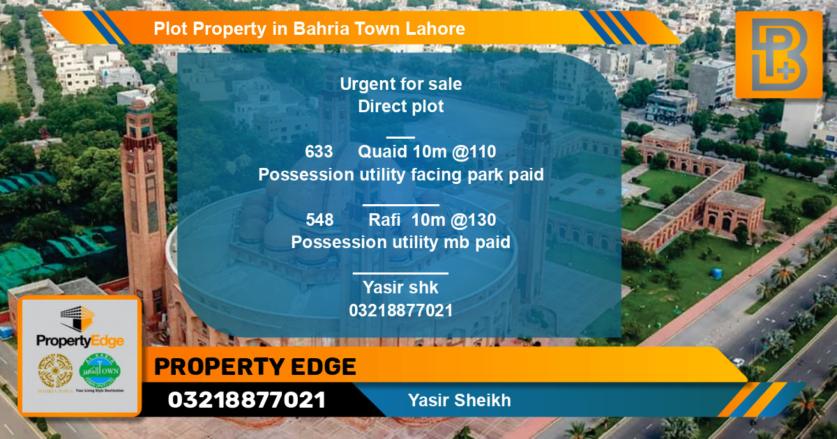 Residential Plot for Sale in Bahria Town, Lahore - (BP-55713)