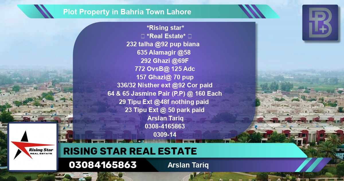 Residential Plot for Sale in Bahria Town, Lahore - (BP-55728)