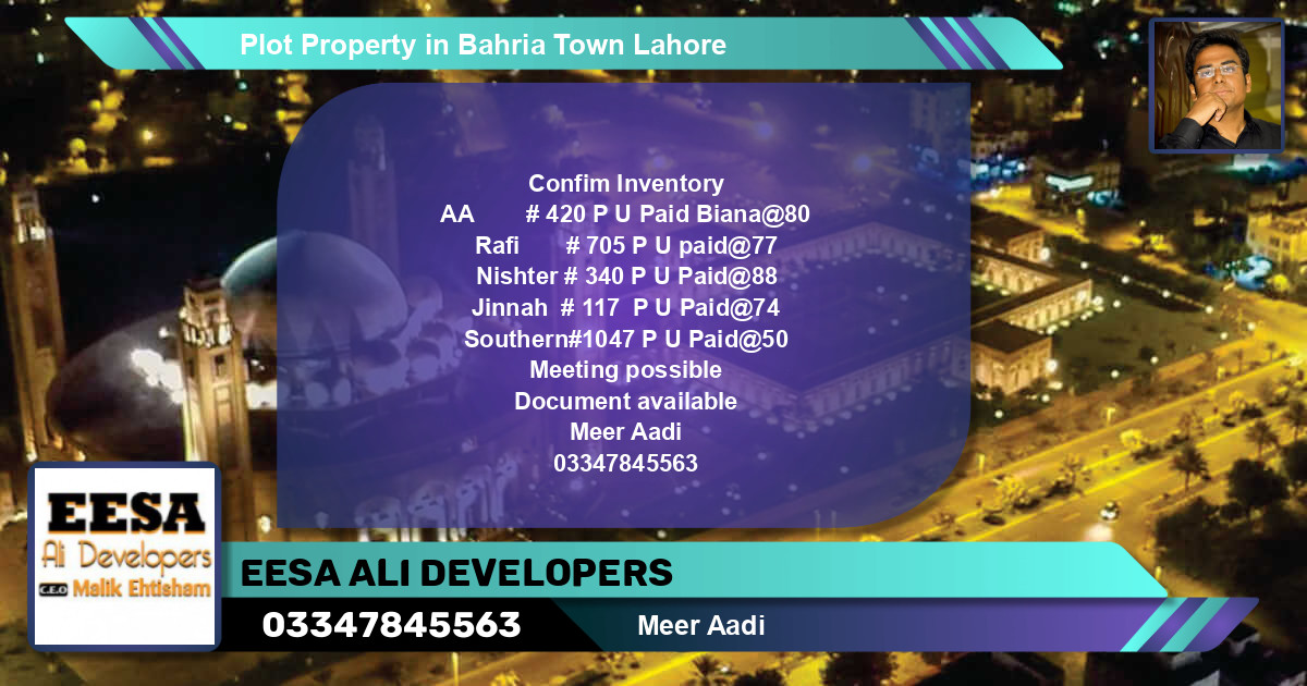 Residential Plot for Sale in Bahria Town, Lahore - (BP-55736)