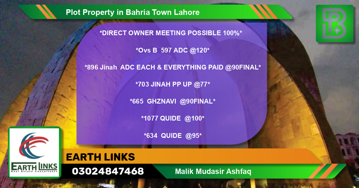 Residential Plot for Sale in Bahria Town, Lahore - (BP-55756)