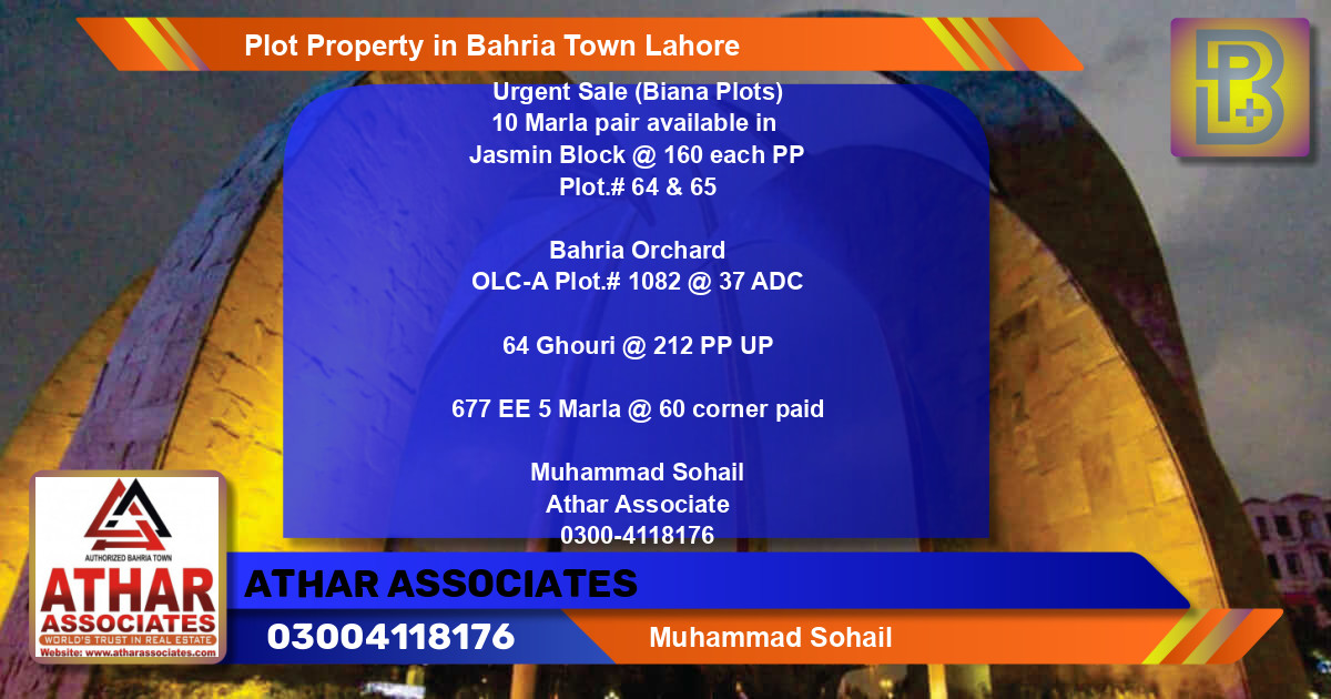 Residential Plot for Sale in Bahria Town, Lahore - (BP-56061)