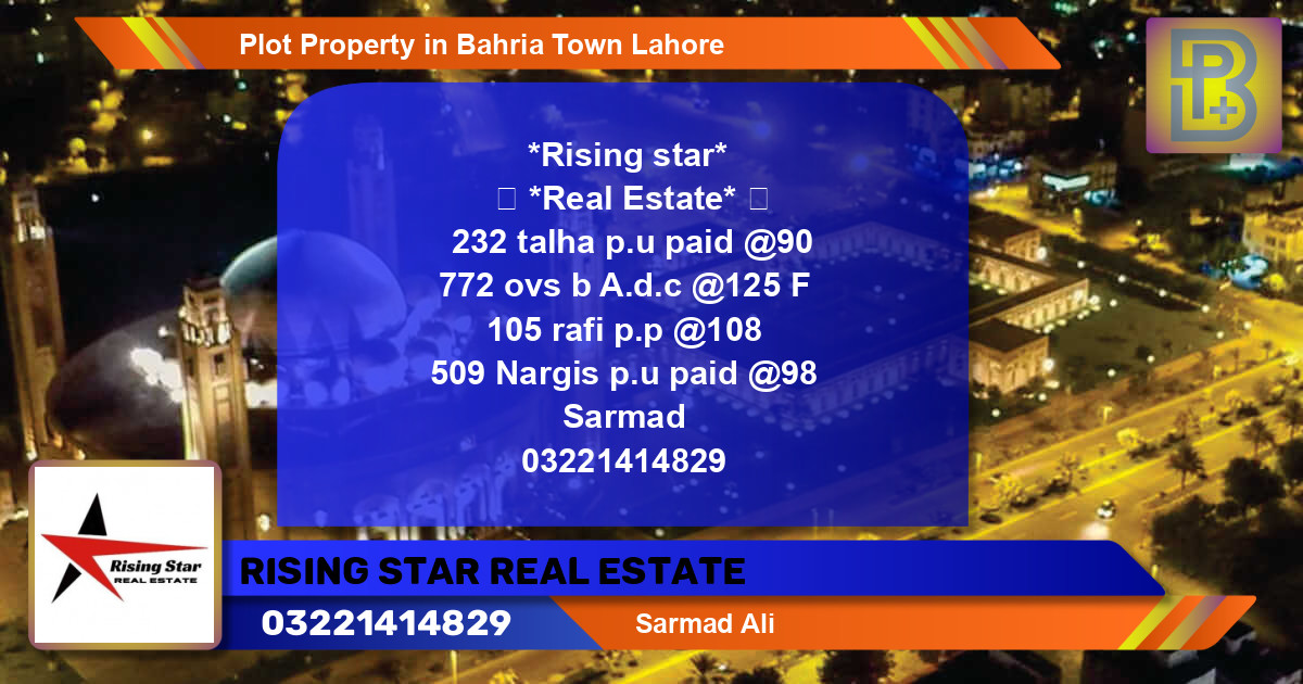 Residential Plot for Sale in Bahria Town, Lahore - (BP-56069)