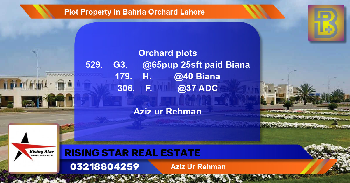 Residential Plot for Sale in Bahria Orchard, Lahore - (BP-56074)