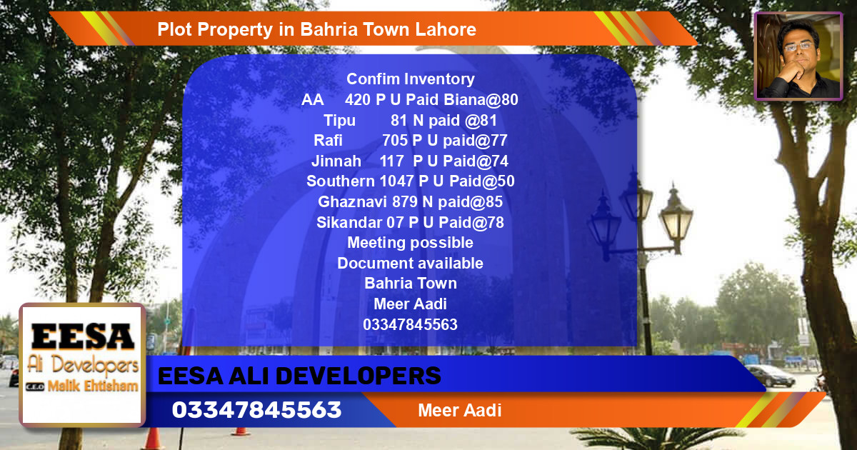 Residential Plot for Sale in Bahria Town, Lahore - (BP-56086)