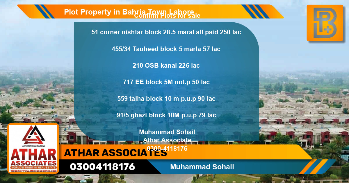 Residential Plot for Sale in Bahria Town, Lahore - (BP-56095)