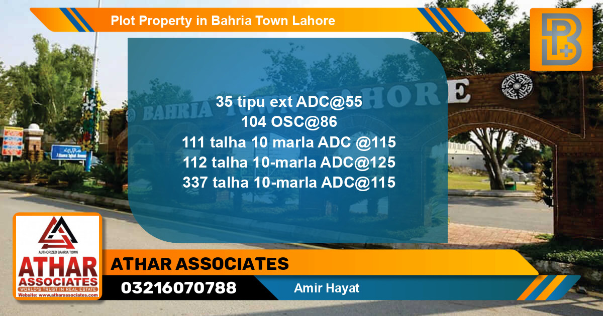 Residential Plot for Sale in Bahria Town, Lahore - (BP-56102)