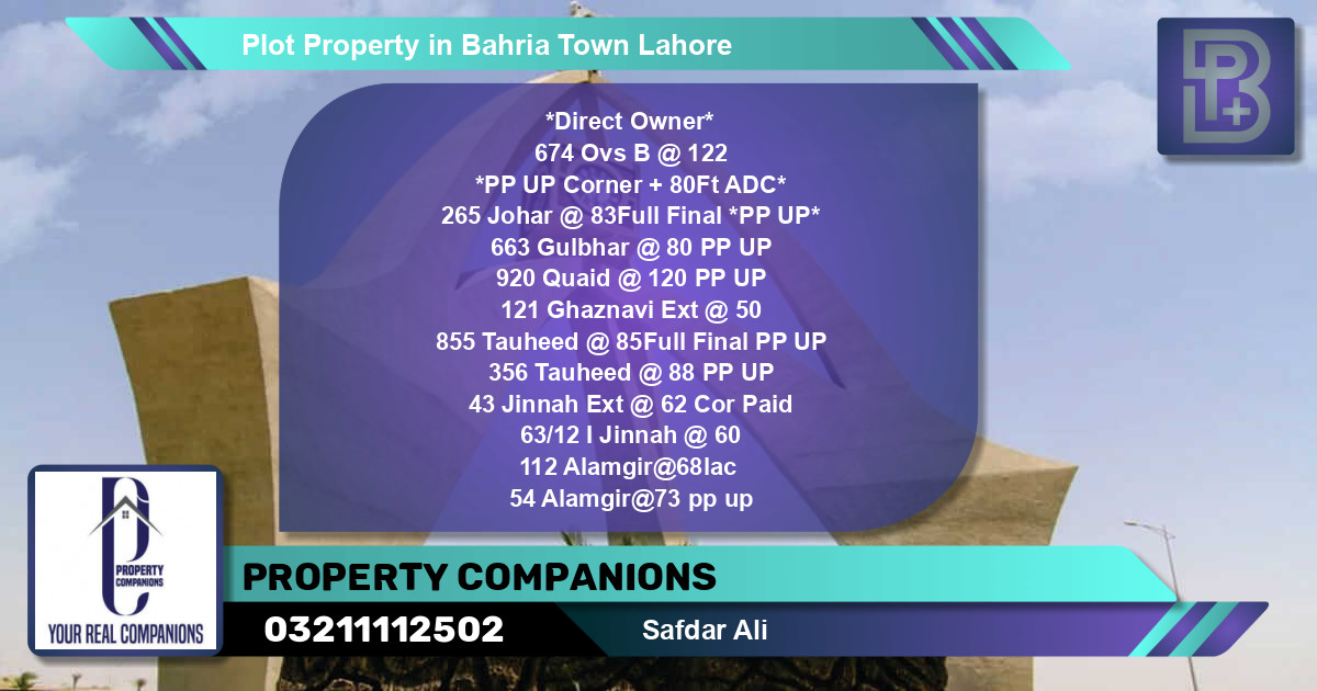 Residential Plot for Sale in Bahria Town, Lahore - (BP-56126)