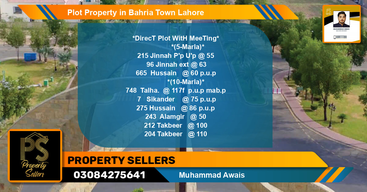 Residential Plot for Sale in Bahria Town, Lahore - (BP-56144)