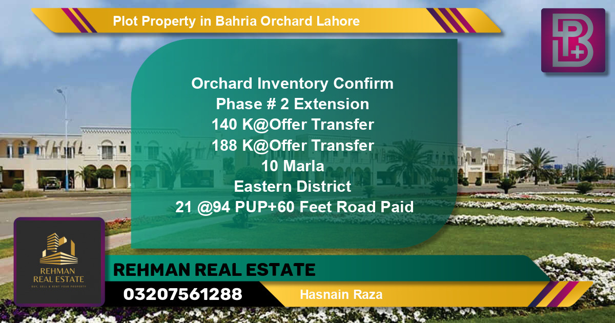 Residential Plot for Sale in Bahria Orchard, Lahore - (BP-56160)