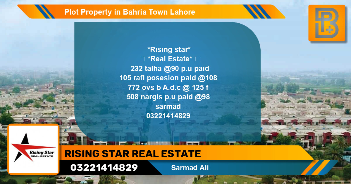 Residential Plot for Sale in Bahria Town, Lahore - (BP-56163)