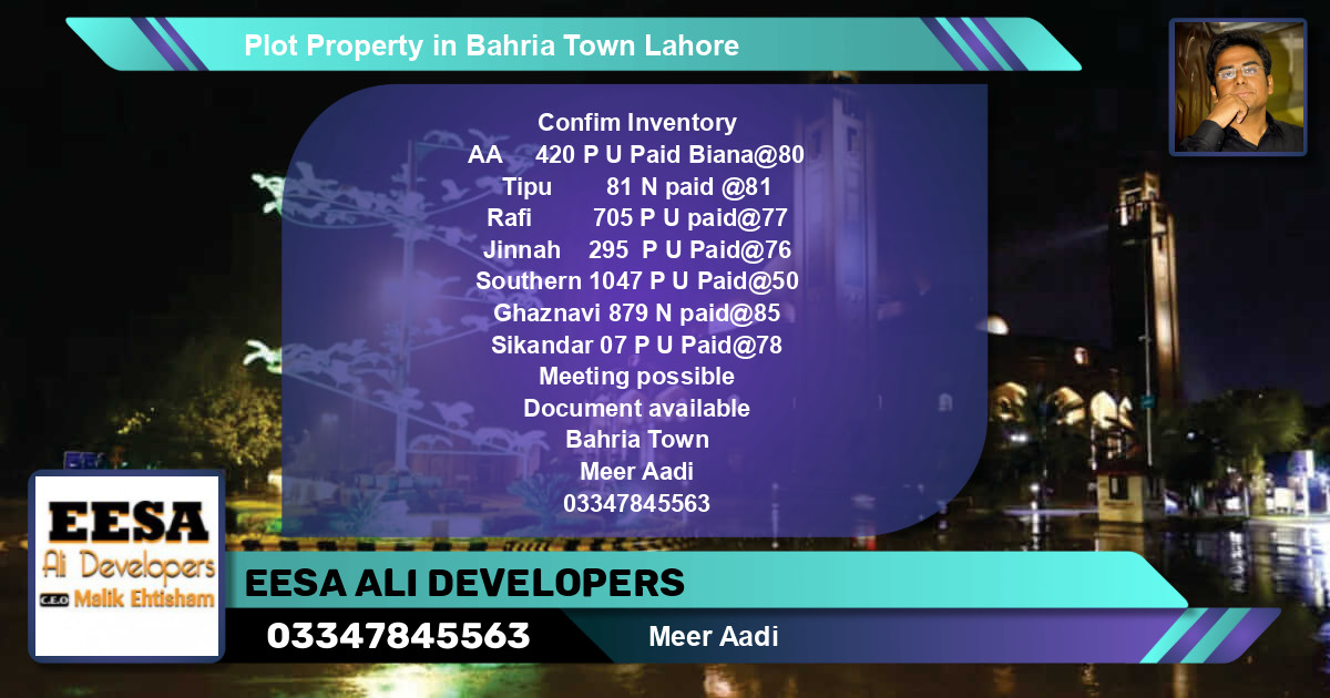 Residential Plot for Sale in Bahria Town, Lahore - (BP-56164)