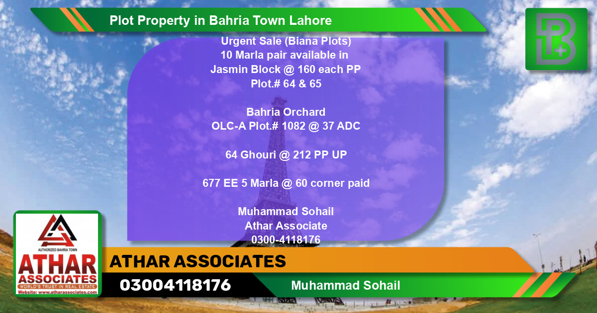 Residential Plot for Sale in Bahria Town, Lahore - (BP-56174)