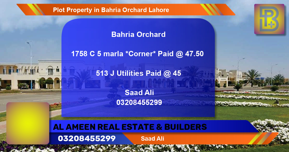 Residential Plot for Sale in Bahria Orchard, Lahore - (BP-56176)