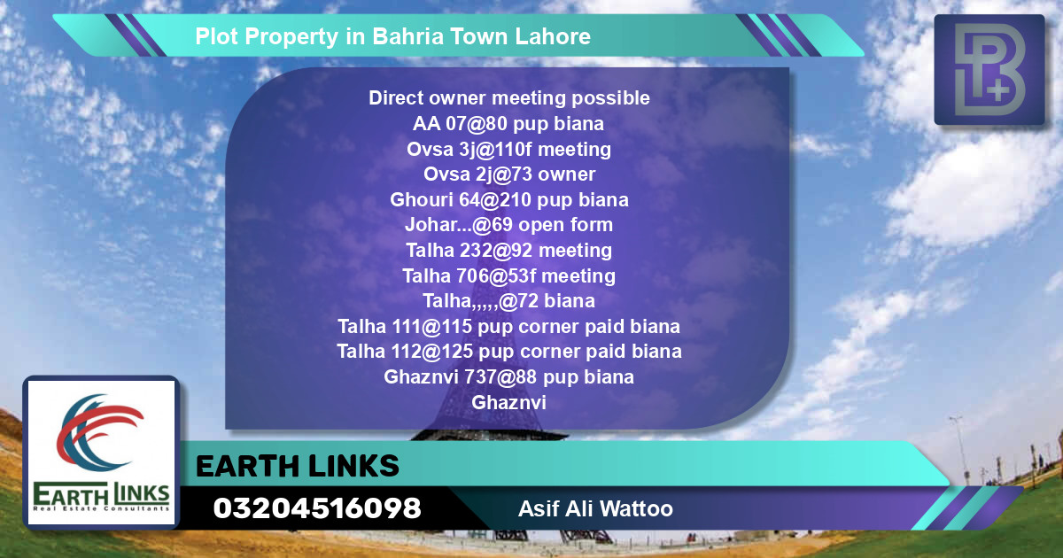Residential Plot for Sale in Bahria Town, Lahore - (BP-56178)