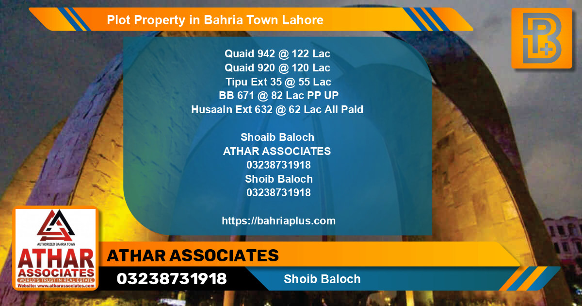 Residential Plot for Sale in Bahria Town, Lahore - (BP-56186)