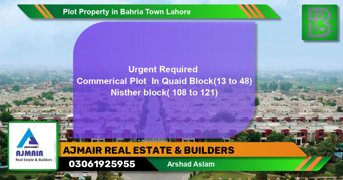 Residential Plot for Sale in Bahria Town, Lahore - (BP-56209)