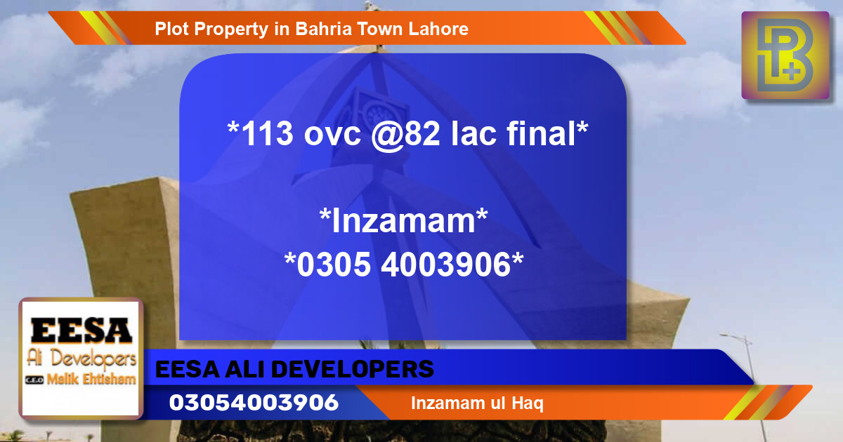 Residential Plot for Sale in Bahria Town, Lahore - (BP-56217)