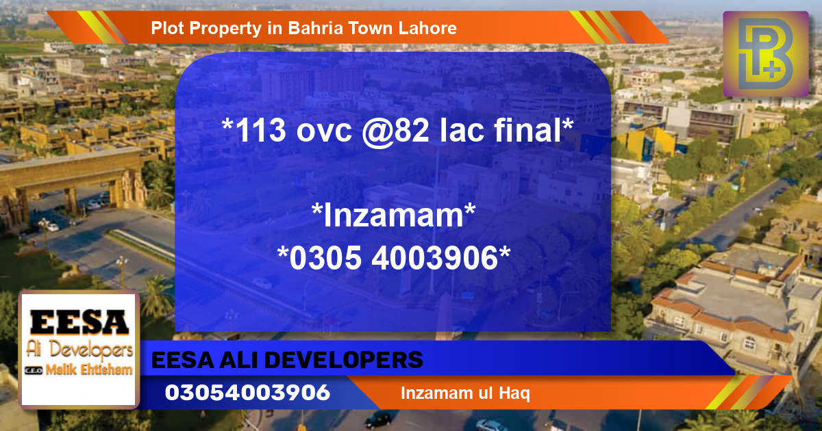 Residential Plot for Sale in Bahria Town, Lahore - (BP-56220)