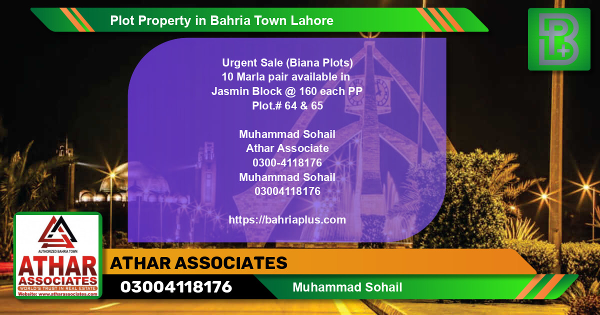 Residential Plot for Sale in Bahria Town, Lahore - (BP-56255)
