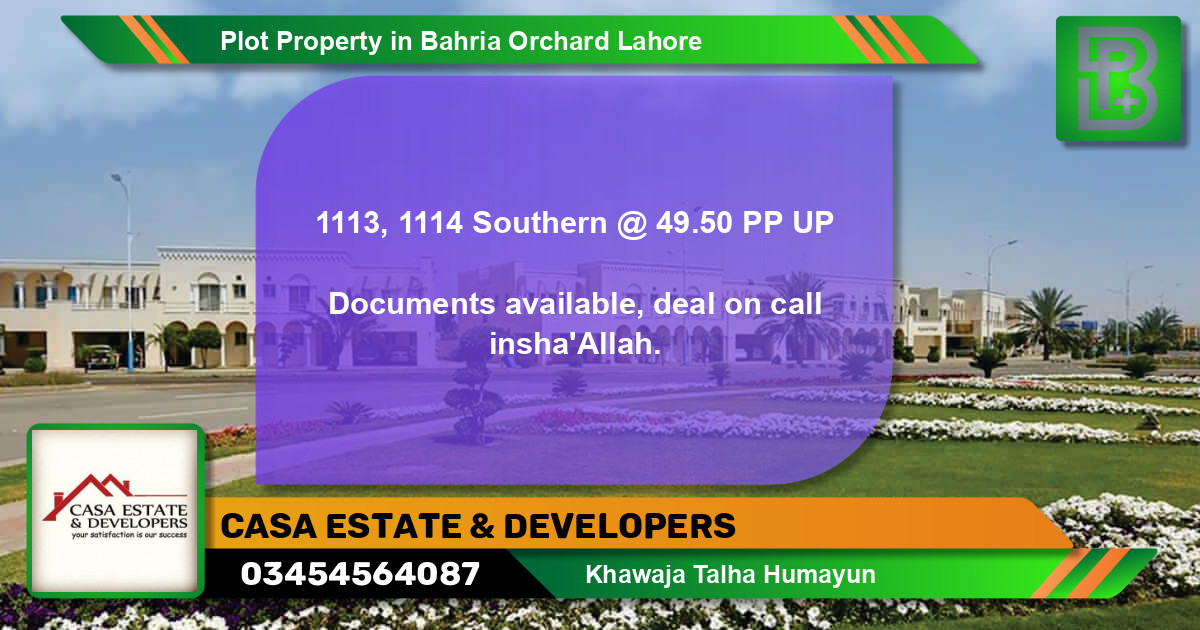 Residential Plot for Sale in Bahria Orchard, Lahore - (BP-56258)