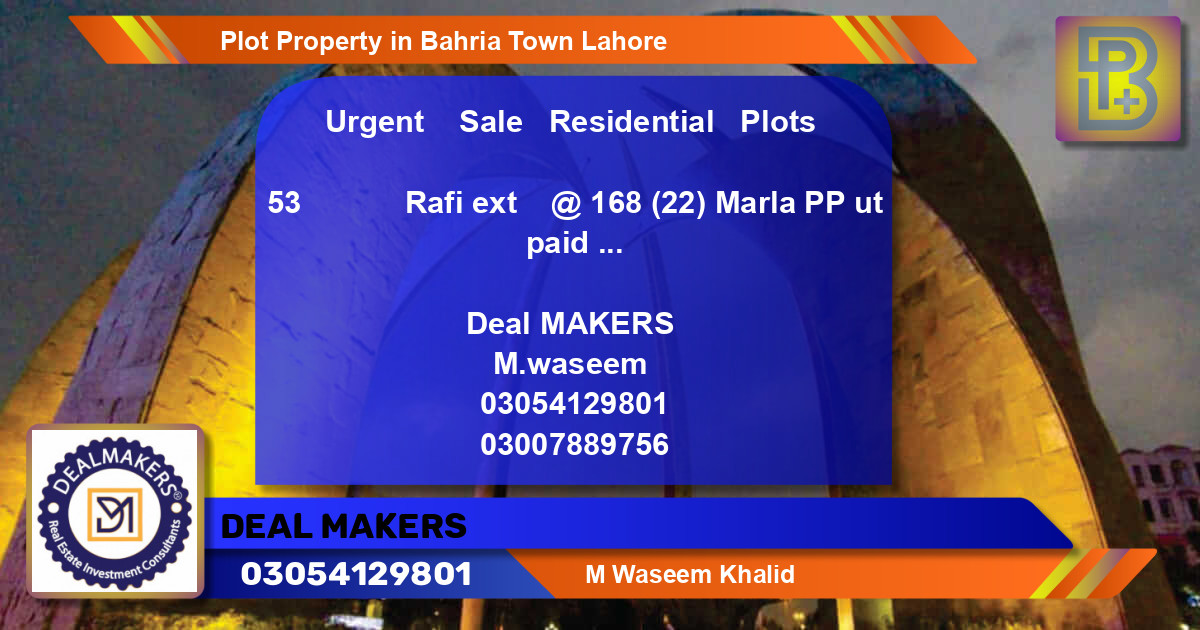 Residential Plot for Sale in Bahria Town, Lahore - (BP-56262)