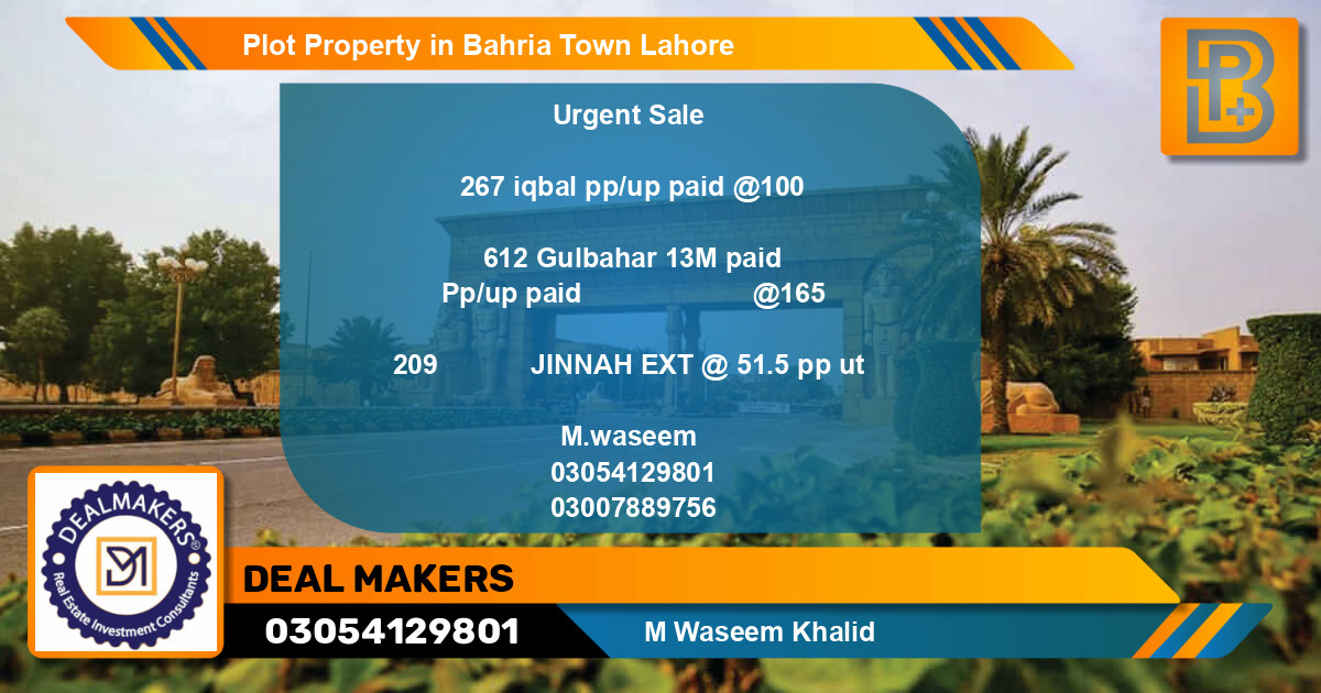 Residential Plot for Sale in Bahria Town, Lahore - (BP-56263)