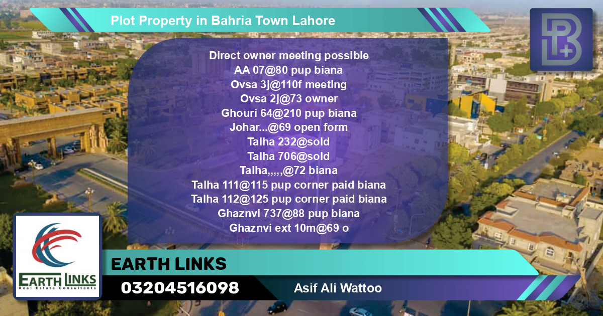 Residential Plot for Sale in Bahria Town, Lahore - (BP-56266)
