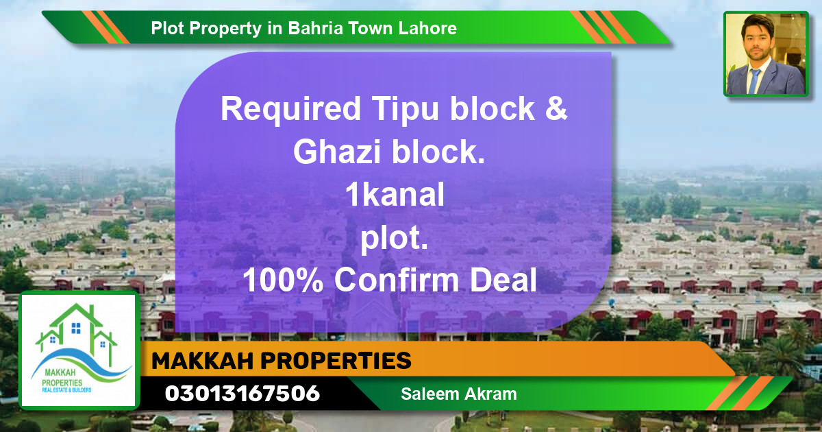 Residential Plot for Sale in Bahria Town, Lahore - (BP-56270)