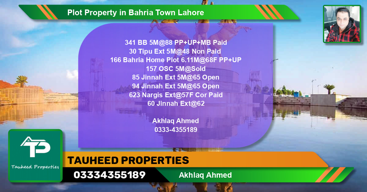 Residential Plot for Sale in Bahria Town, Lahore - (BP-56279)