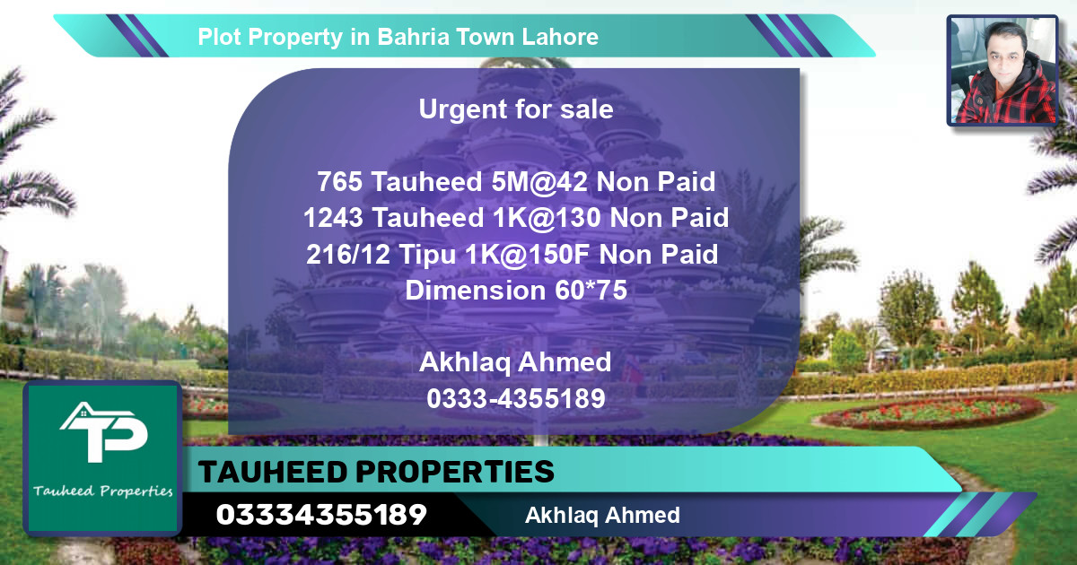 Residential Plot for Sale in Bahria Town, Lahore - (BP-56280)