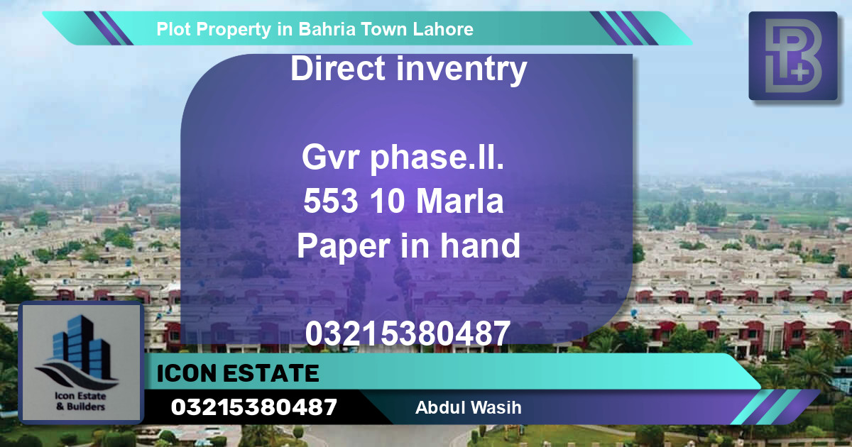 Residential Plot for Sale in Bahria Town, Lahore - (BP-56281)
