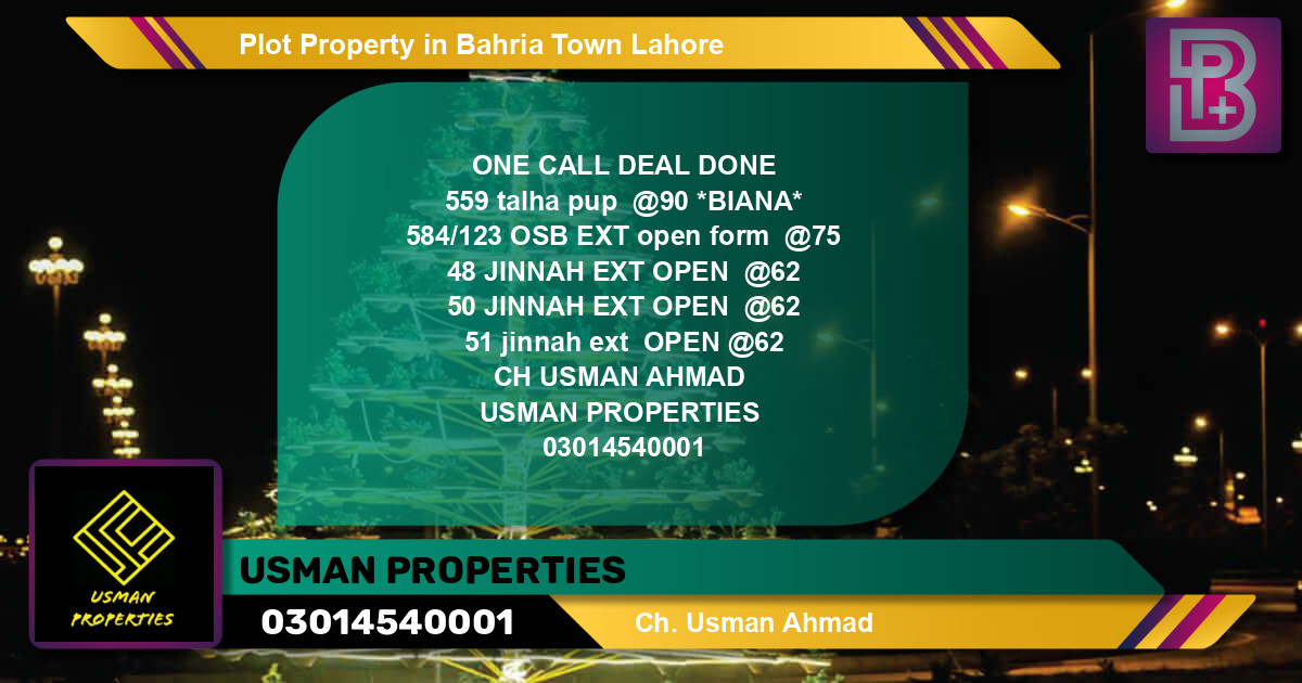 Residential Plot for Sale in Bahria Town, Lahore - (BP-56292)