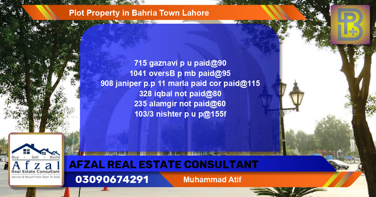 Residential Plot for Sale in Bahria Town, Lahore - (BP-56322)